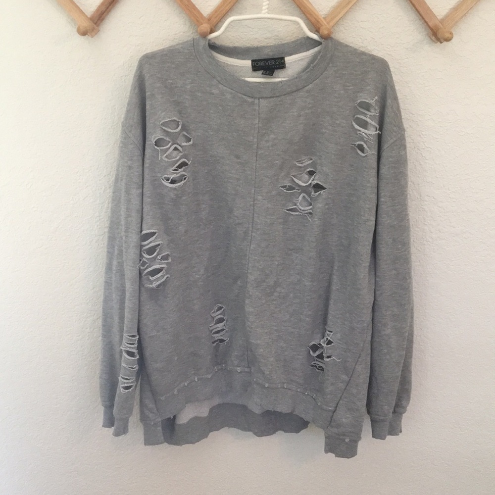 Distressed gray sweatshirt